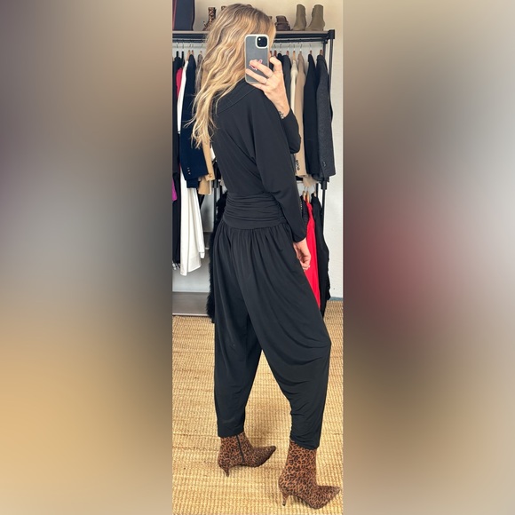 Vintage 80’s Grace Jones Inspired Ruched Neck Open Jumpsuit Onesie Playsuit - Picture 5 of 13